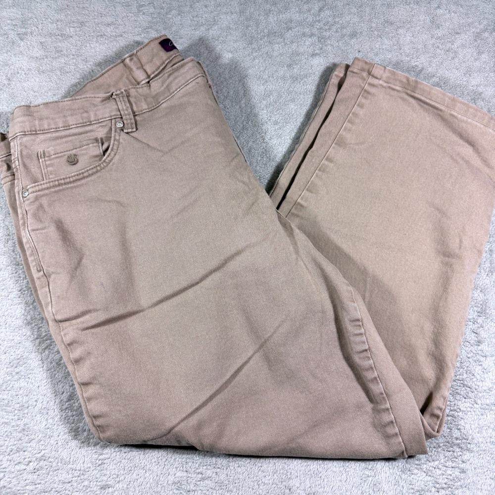 Gloria Vanderbilt Amanda Pants Womens 20W Tan Khaki Tapered High Rise Stretch